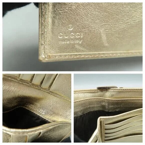 100% Authentic GUCCI D-ring Brown Cloth Wallet 286-091824 - Picture 7 of 12